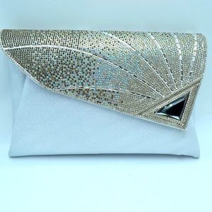 Cute Silver Rhinestone Evening Clutch
